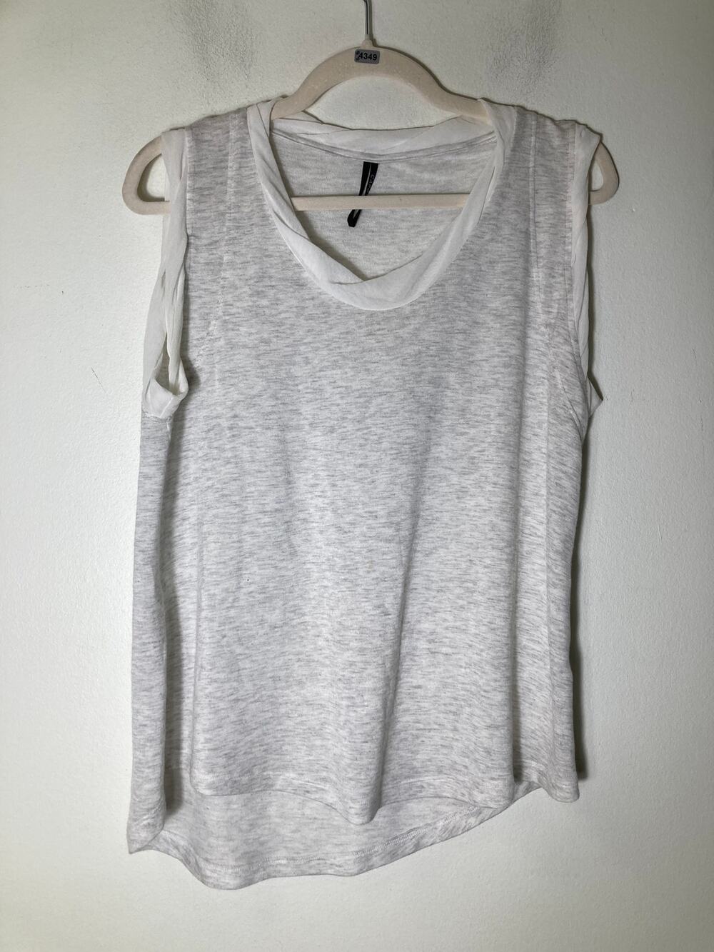 Capote Light Heather Gray Sleeveless High Low Hem Shirt Sz S